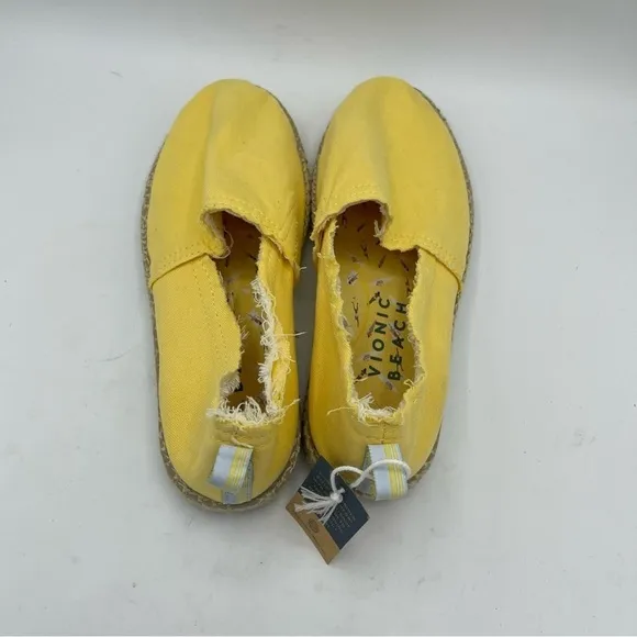 Vionic Women's Laguna Espadrille in Yellow Fun Sun Canvas NWT Size 6 Slip On
