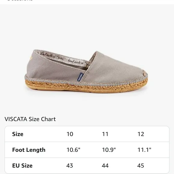 Viscata Barcelona Grey Woven Sole Espadrille Slip Ons Size 12