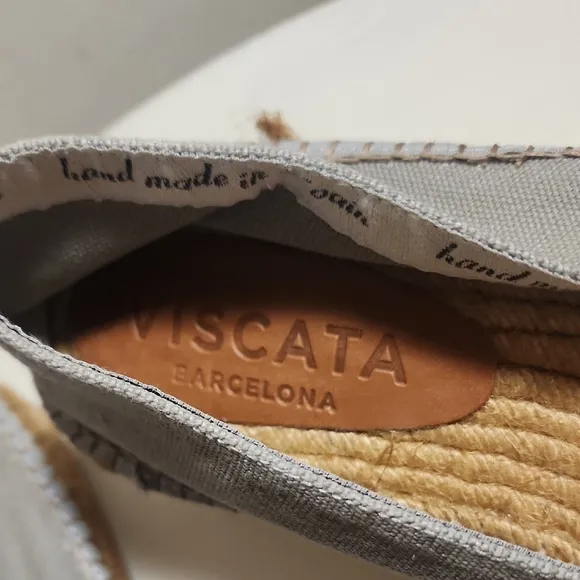 Viscata Barcelona Grey Woven Sole Espadrille Slip Ons Size 12