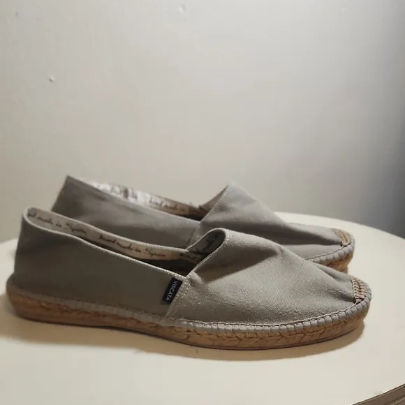 Viscata Barcelona Grey Woven Sole Espadrille Slip Ons Size 12