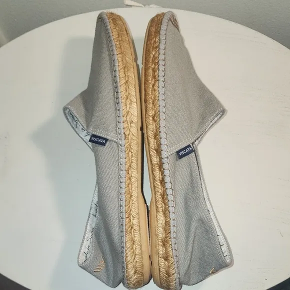 Viscata Barcelona Grey Woven Sole Espadrille Slip Ons Size 12