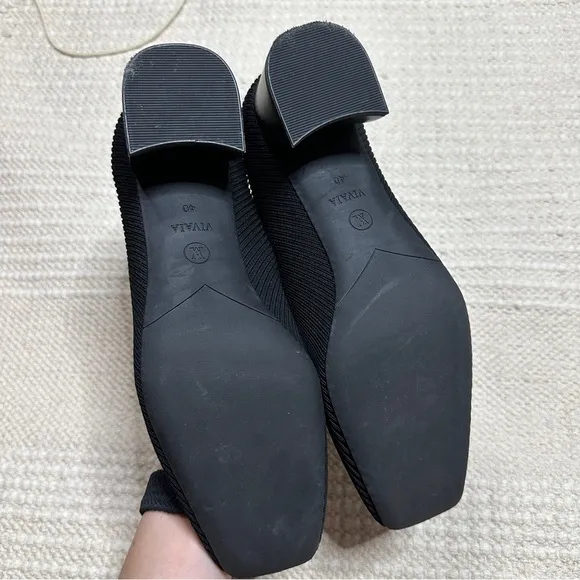 VIVAIA black square toe Melody Pro Knit chunky heels 40