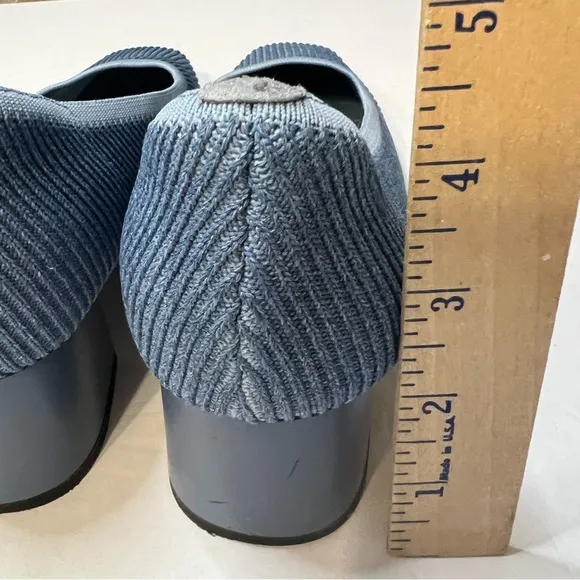 Vivaia Melody Pumps Blue Knit Fabric Square Toe Chunky Block Heel Size 40.5