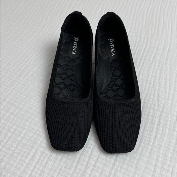 Vivana Black Square Toe Heels Size 39.5 Classic Casual