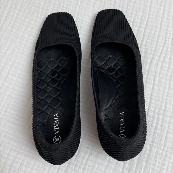 Vivana Black Square Toe Heels Size 39.5 Classic Casual