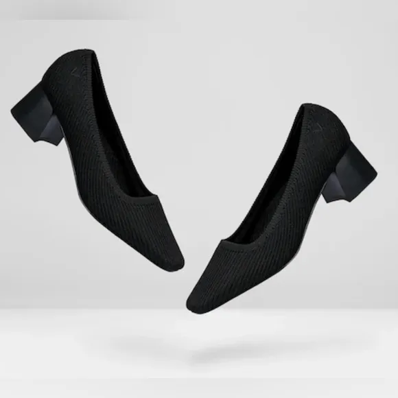 Vivana Black Square Toe Heels Size 39.5 Classic Casual