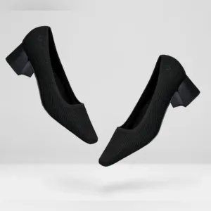 Vivana Black Square Toe Heels Size 39.5 Classic Casual