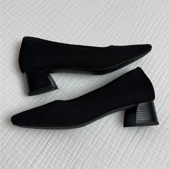 Vivana Black Square Toe Heels Size 39.5 Classic Casual
