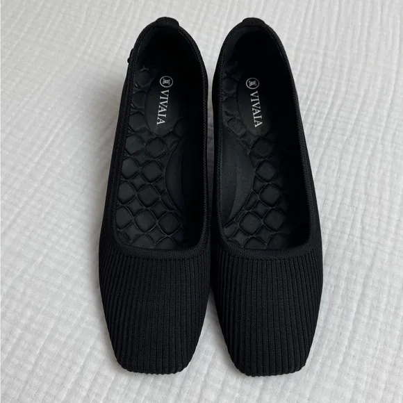 Vivana Black Square Toe Heels Size 39.5 Classic Casual