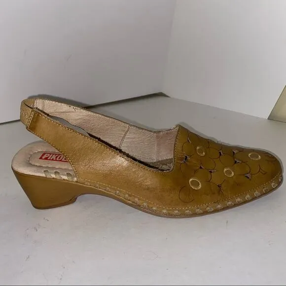 VNTG PIKOLINOS leather sling back block heels 6.5