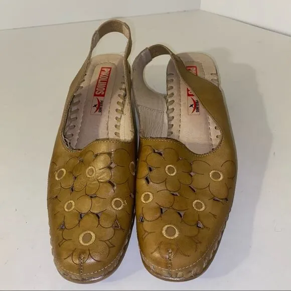 VNTG PIKOLINOS leather sling back block heels 6.5