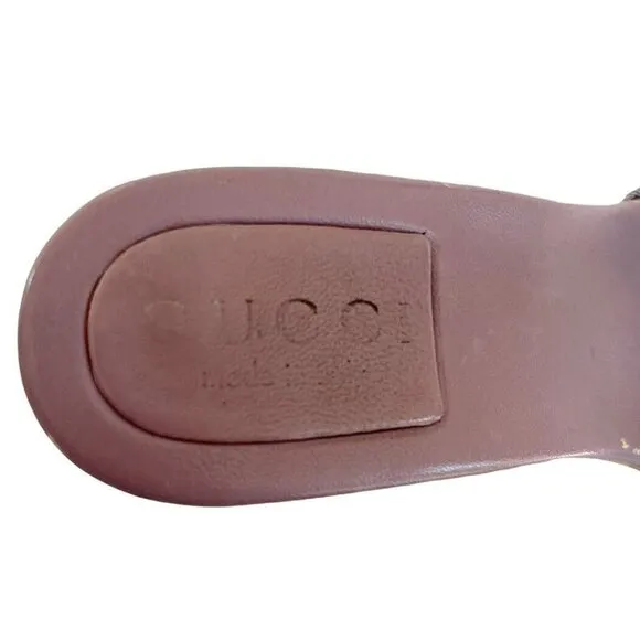 VTG Gucci Lilac Purple Canvas Slip On Wooden Mules GG Logo Women's Sz 6