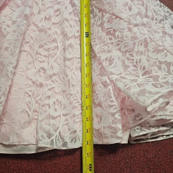 VTG Lillie Rubin Pink Sparkly Mermaid Dress Sz 12 Lace 2 Piece Bling Barbiecore