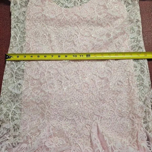 VTG Lillie Rubin Pink Sparkly Mermaid Dress Sz 12 Lace 2 Piece Bling Barbiecore