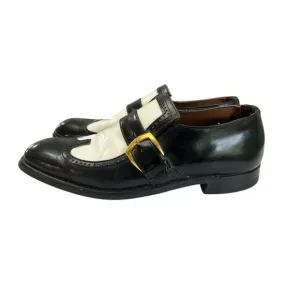 VTG Stuart Holmes Monk Strap Black and White Wingtip Leather Oxfords Size 10.5