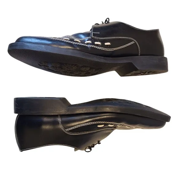 VTG T.U.K. Tredair Black  Pointed Creeper Men 9 Leather Shoes Oxfords England
