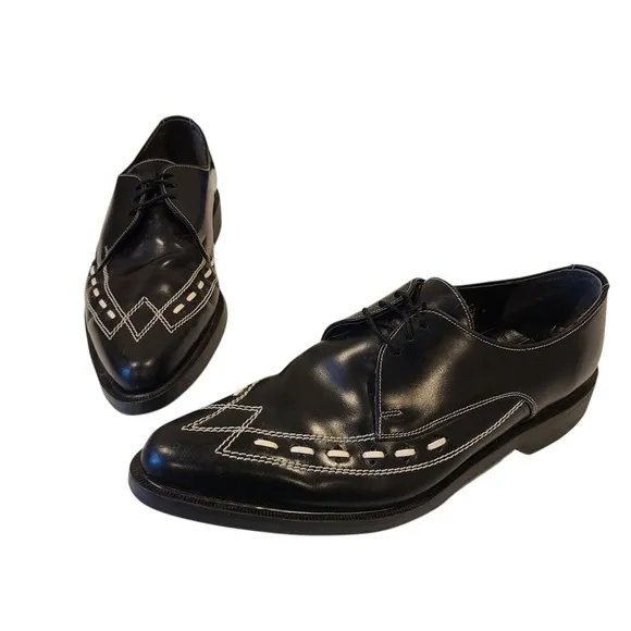 VTG T.U.K. Tredair Black  Pointed Creeper Men 9 Leather Shoes Oxfords England