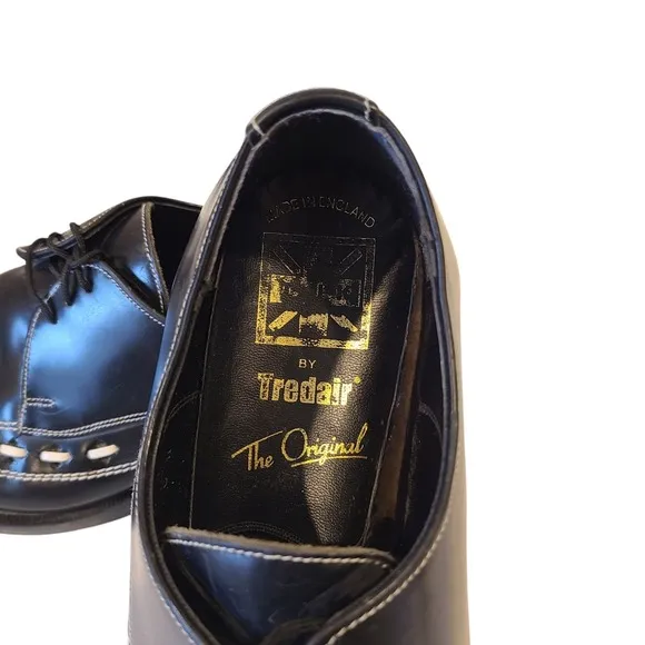 VTG T.U.K. Tredair Black  Pointed Creeper Men 9 Leather Shoes Oxfords England