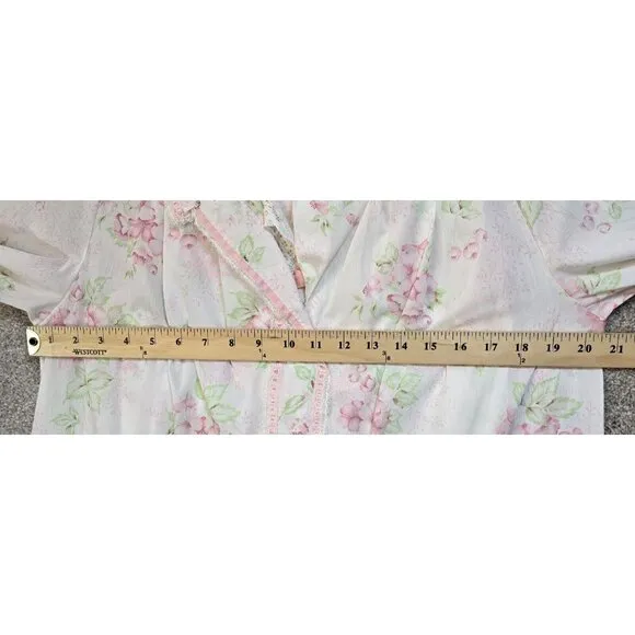 VTG USA Barbizon 2 Pc Matching Robe &amp; Nightgown Cotton Floral Lightweight Size M