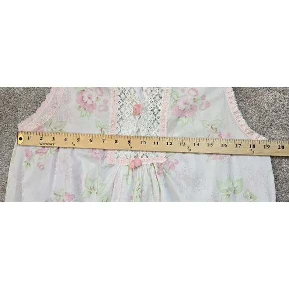 VTG USA Barbizon 2 Pc Matching Robe &amp; Nightgown Cotton Floral Lightweight Size M