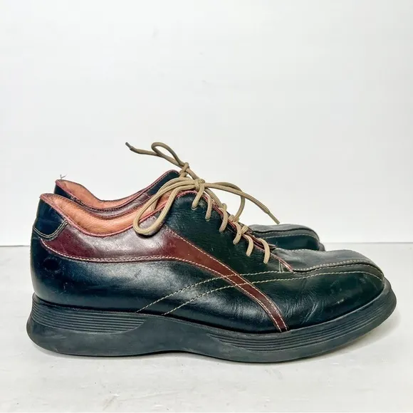 VTG Y2K Chunky Black Leather Made in Italy Oxfords Alfani Size 10.5 Men’s