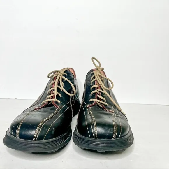 VTG Y2K Chunky Black Leather Made in Italy Oxfords Alfani Size 10.5 Men’s