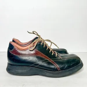 VTG Y2K Chunky Black Leather Made in Italy Oxfords Alfani Size 10.5 Men’s