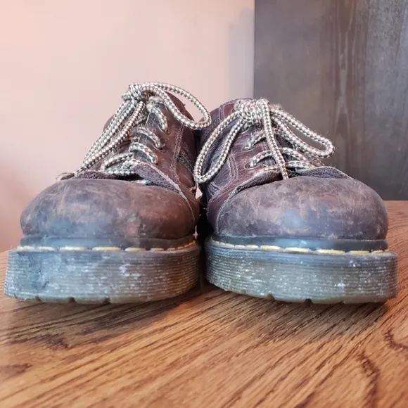 Vtg Y2K Dr. Martens distressed chunky lug sole brown leather Oxfords shoes 11.5