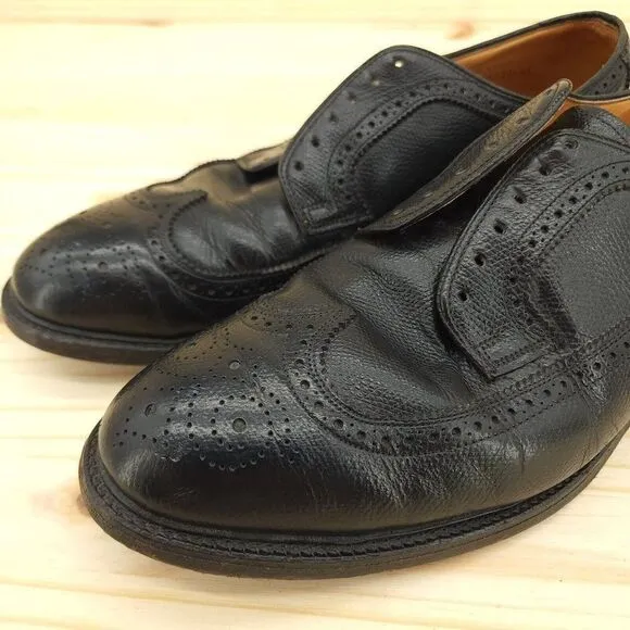 Vtg Bostonian Men's Longwing Derby Oxfords 10 EEE/E Black Pebbled Leather Shoes