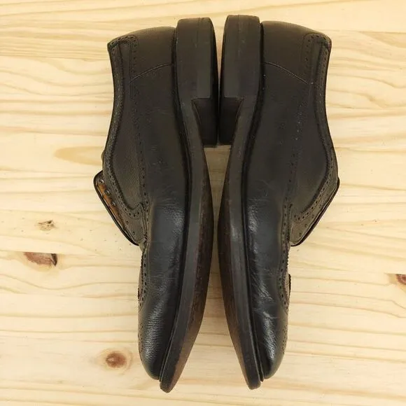 Vtg Bostonian Men's Longwing Derby Oxfords 10 EEE/E Black Pebbled Leather Shoes