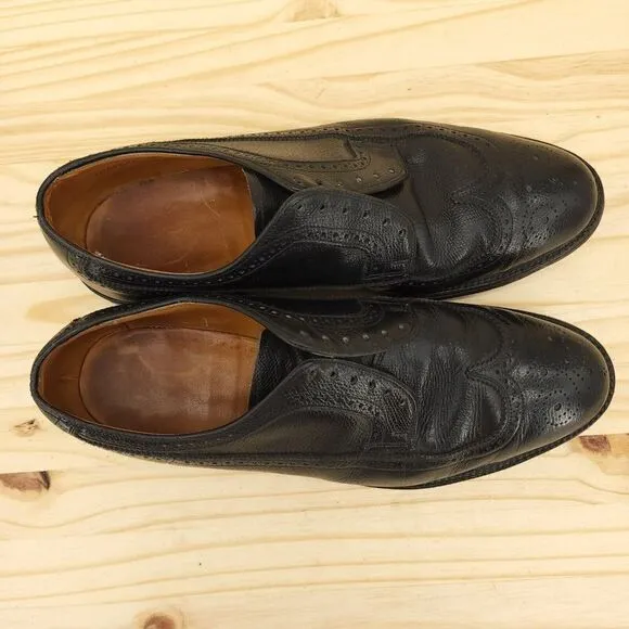 Vtg Bostonian Men's Longwing Derby Oxfords 10 EEE/E Black Pebbled Leather Shoes