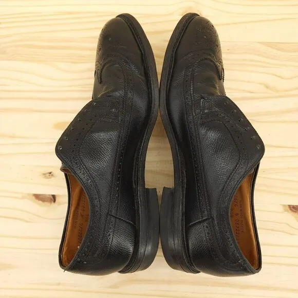 Vtg Bostonian Men's Longwing Derby Oxfords 10 EEE/E Black Pebbled Leather Shoes