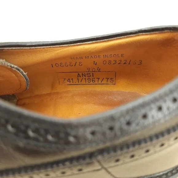 Vtg Bostonian Men's Longwing Derby Oxfords 10 EEE/E Black Pebbled Leather Shoes