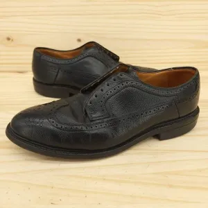 Vtg Bostonian Men's Longwing Derby Oxfords 10 EEE/E Black Pebbled Leather Shoes