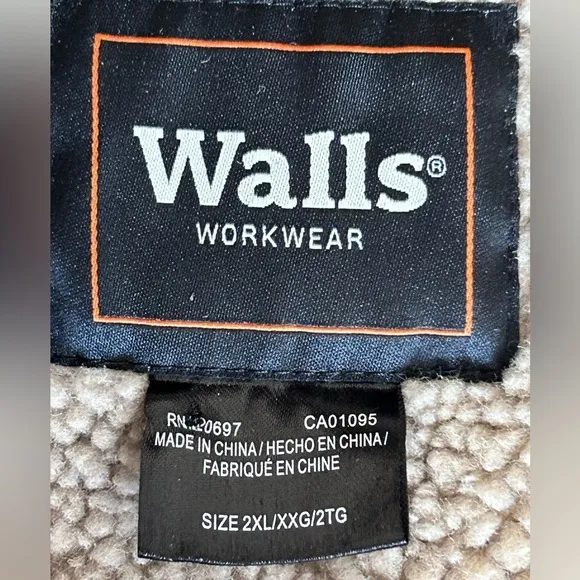 WALLS WORKWEAR Canvas Hooded Sherpa Lined Work Shop Chore Jacket Black Mens XXL