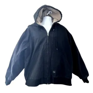 WALLS WORKWEAR Canvas Hooded Sherpa Lined Work Shop Chore Jacket Black Mens XXL