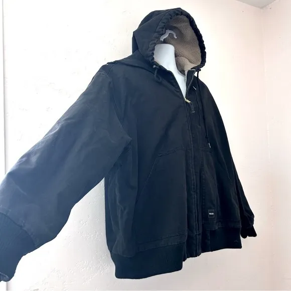 WALLS WORKWEAR Canvas Hooded Sherpa Lined Work Shop Chore Jacket Black Mens XXL