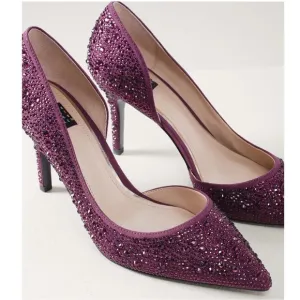 WHBM PLUM BEAD EMBELLISHED PUMPS