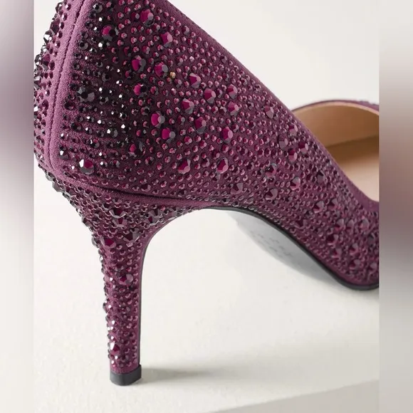 WHBM PLUM BEAD EMBELLISHED PUMPS