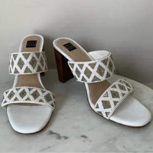 WHITE House Black Market, WHBM Jenna beaded two band Heels Size 8
