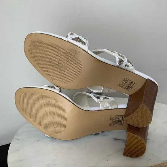 WHITE House Black Market, WHBM Jenna beaded two band Heels Size 8