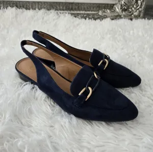 White Mountain Women's Boreal Slingback Heels. Color: Navy Fabric. Size 9.5