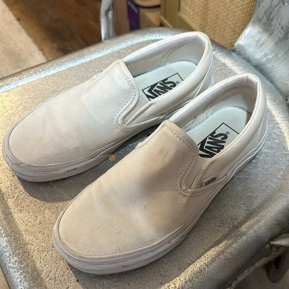 White Slip On Vans