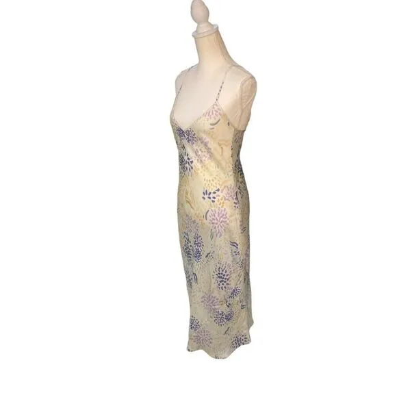 Wilfred Floral Print Slip Midi Dress Cream Size Small