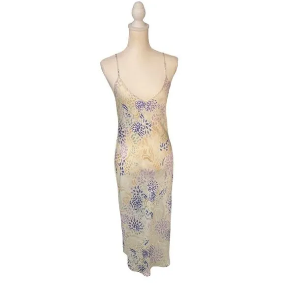 Wilfred Floral Print Slip Midi Dress Cream Size Small