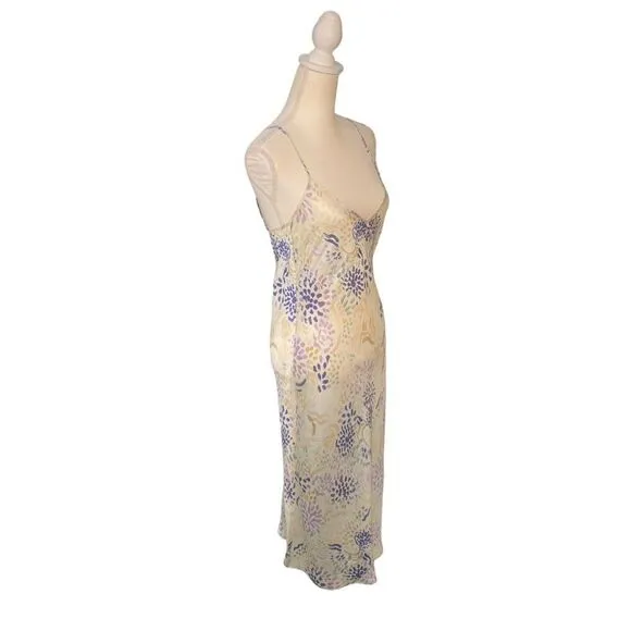 Wilfred Floral Print Slip Midi Dress Cream Size Small