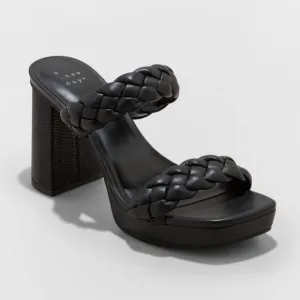 Women Black Tiana Mule Heels - A New Day Size: 8.5