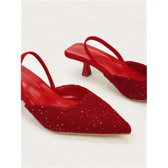 Women Elegant Pointed Toe High Heels Fashionable Ankle Strap Open Toe High Heels