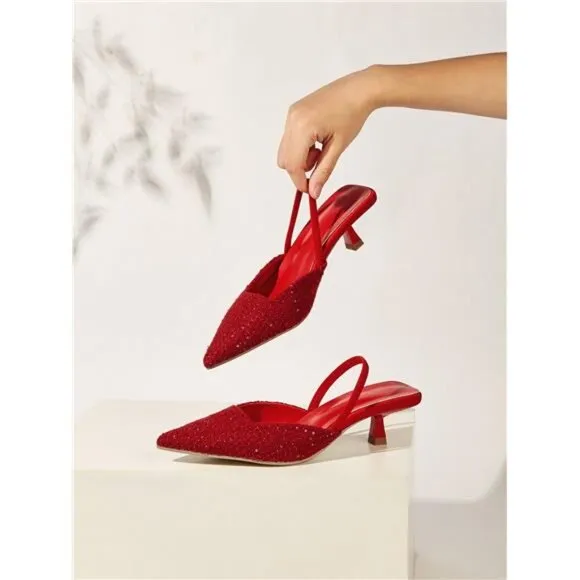 Women Elegant Pointed Toe High Heels Fashionable Ankle Strap Open Toe High Heels