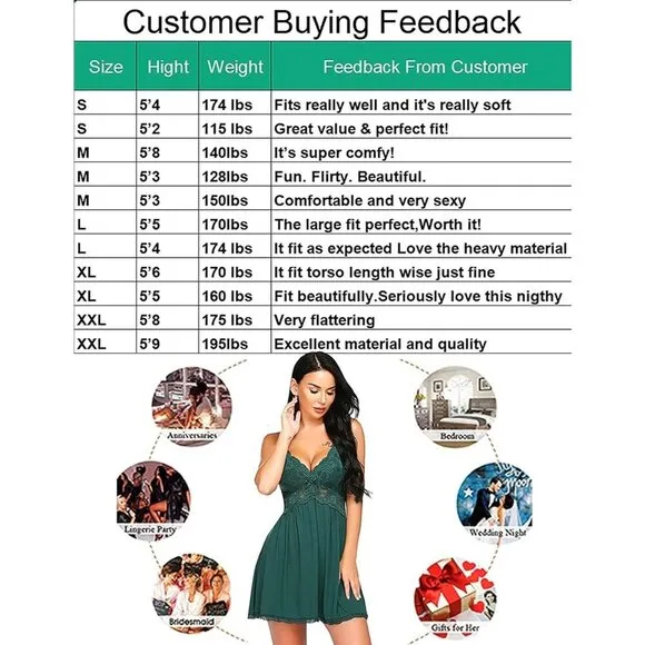 Women green Chemise Lace Sleepwear Neck Modal Babydoll Nightgown Slip